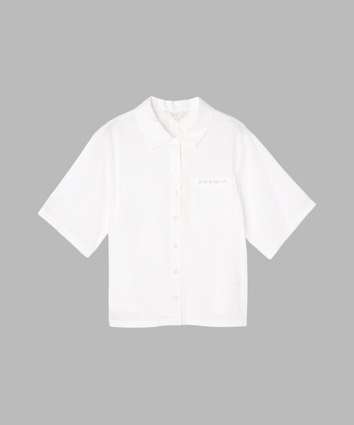 To b. by agnes b.(トゥービーバイアニエスベー)の「ボックスカット 半袖 シャツ(シャツ/ブラウス・レディース・ホワイト・40/38/36)」の2枚目の写真