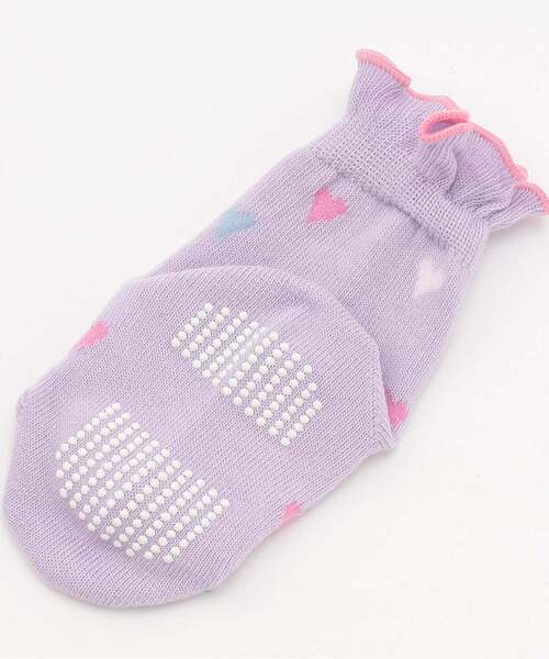 baby cheer(ベイビーチアー)の「ハート柄ソックス(ソックス/靴下・キッズ・ラベンダー/オフホワイト・13-15cm/11-13cm/9-11cm/15-17cm)」の4枚目の写真