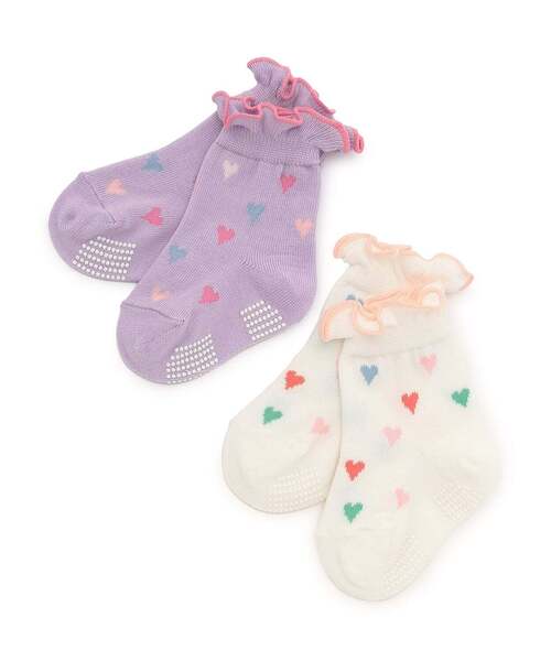 baby cheer(ベイビーチアー)の「ハート柄ソックス(ソックス/靴下・キッズ・ラベンダー/オフホワイト・13-15cm/11-13cm/9-11cm/15-17cm)」の6枚目の写真