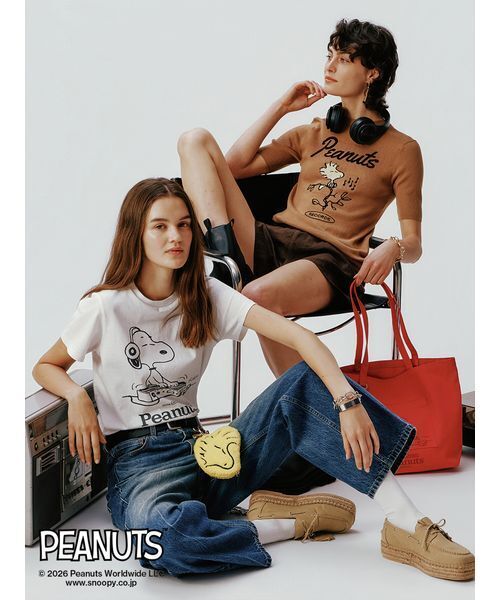Mila Owen(ミラオーウェン)の「【PEANUTS RECORDS】スヌーピーTシャツ(Tシャツ/カットソー・レディース・チャコールグレー/ピンク/ホワイト・F)」の15枚目の写真