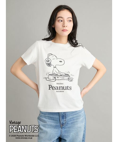 Mila Owen(ミラオーウェン)の「【PEANUTS RECORDS】スヌーピーTシャツ(Tシャツ/カットソー・レディース・チャコールグレー/ピンク/ホワイト・F)」の17枚目の写真