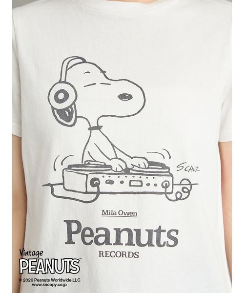 Mila Owen(ミラオーウェン)の「【PEANUTS RECORDS】スヌーピーTシャツ(Tシャツ/カットソー・レディース・チャコールグレー/ピンク/ホワイト・F)」の5枚目の写真