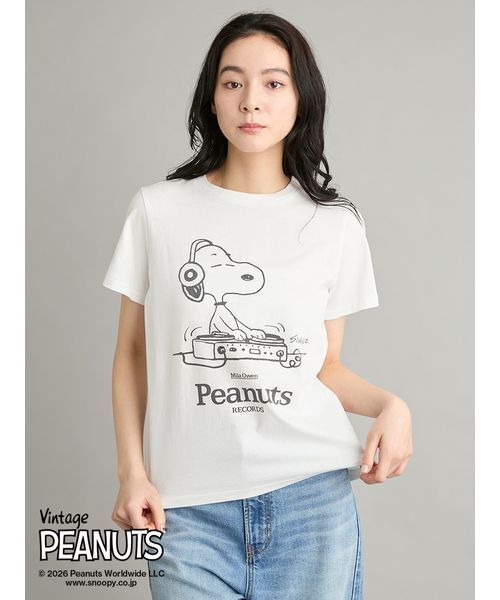 Mila Owen(ミラオーウェン)の「【PEANUTS RECORDS】スヌーピーTシャツ(Tシャツ/カットソー・レディース・チャコールグレー/ピンク/ホワイト・F)」の16枚目の写真