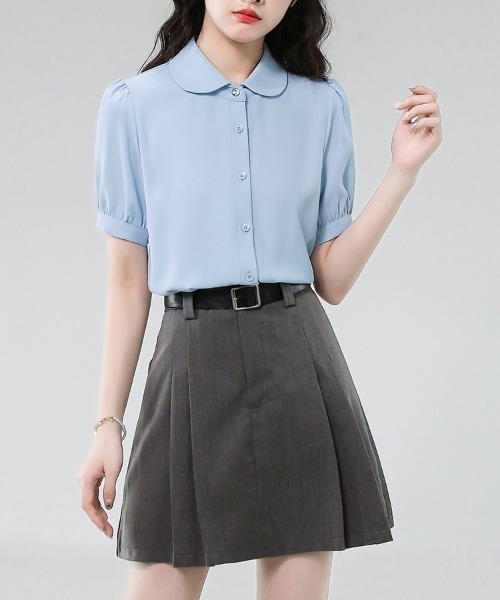 LUCPY(ラクピー)の「リボンタイ付きラウンドカラーブラウス(シャツ/ブラウス・レディース・ブルー/ホワイト・X-LARGE/LARGE/MEDIUM/SMALL)」の5枚目の写真