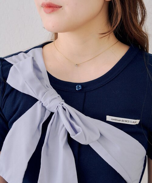 continuer de NICE CLAUP(コンティニューデナイスクラップ)の「たすき掛け風、ビッグリボンテレコプルオーバー(Tシャツ/カットソー・レディース・レッド/オフホワイト/ネイビー/ブラック・FREE)」の10枚目の写真