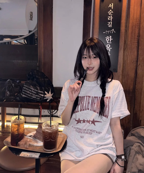 mydeepbluememories(マイディープブルーメモリーズ)の「MM Vintage Crack T-shirt (light melange)(Tシャツ/カットソー・レディース・ライトグレー・1/2)」の3枚目の写真