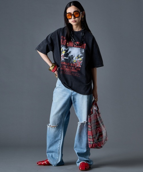 GEVS.（ジェイヴィス）の「綿100％ヴィンテージプリントTシャツ＜大きいサイズ有＞GEVS.（Tシャツ/カットソー・レディース・グレー/スミクロ/チャコール・4L/3L/LL/L/5L/M）」の8枚目の写真