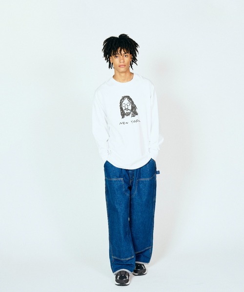 THRIFTY LOOK(スリフティールック)の「TRIFTY LOOK スリフティルック / "NEW YORK" LS TEE(Tシャツ/カットソー・メンズ・ブラック/ホワイト/スミクロ・LARGE/MEDIUM/X-LARGE)」の1枚目の写真
