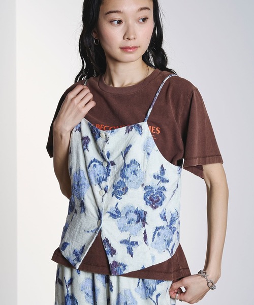 ROSE BUD(ローズバッド)の「ROSE PRINT VEST(ベスト・レディース・オフホワイト/ダークオリーブ・ONE SIZE)」の10枚目の写真