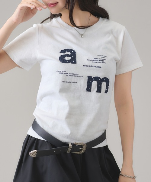 apres jour mignon（アプレジュールミニョン）の「アップリケTシャツ（Tシャツ/カットソー・レディース・ホワイト系その他/ネイビー/ブラック/オフホワイト・LARGE/フリー）」の7枚目の写真