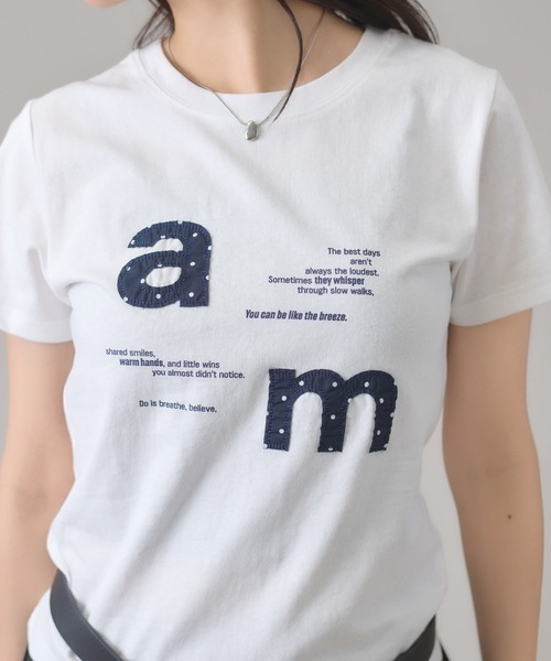 apres jour mignon（アプレジュールミニョン）の「アップリケTシャツ（Tシャツ/カットソー・レディース・ホワイト系その他/ネイビー/ブラック/オフホワイト・LARGE/フリー）」の6枚目の写真