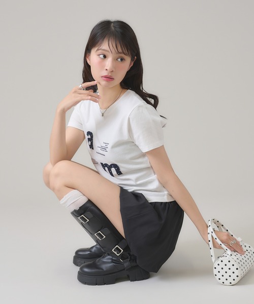 apres jour mignon（アプレジュールミニョン）の「アップリケTシャツ（Tシャツ/カットソー・レディース・ホワイト系その他/ネイビー/ブラック/オフホワイト・LARGE/フリー）」の22枚目の写真