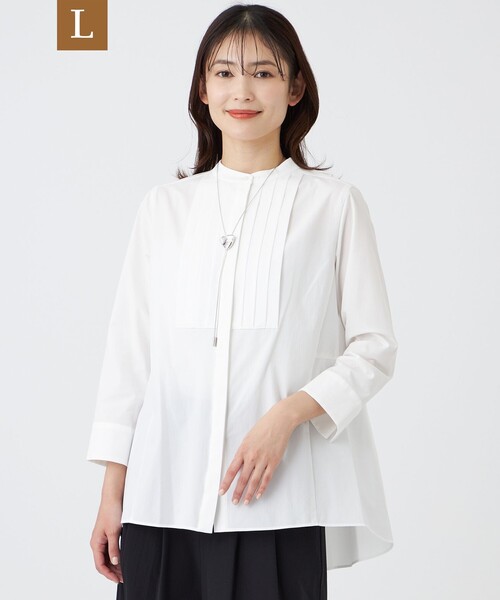 TRANS WORK(トランスワーク)の「【L】【防汚性・UV・接触冷感・ウォッシャブル】ダントツオチール(R)ブラウス(シャツ/ブラウス・レディース・ブラック/オフホワイト・46/44)」の1枚目の写真