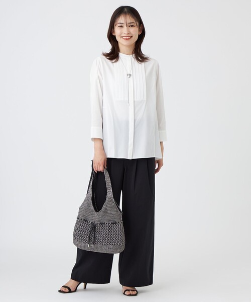 TRANS WORK(トランスワーク)の「【L】【防汚性・UV・接触冷感・ウォッシャブル】ダントツオチール(R)ブラウス(シャツ/ブラウス・レディース・ブラック/オフホワイト・46/44)」の3枚目の写真