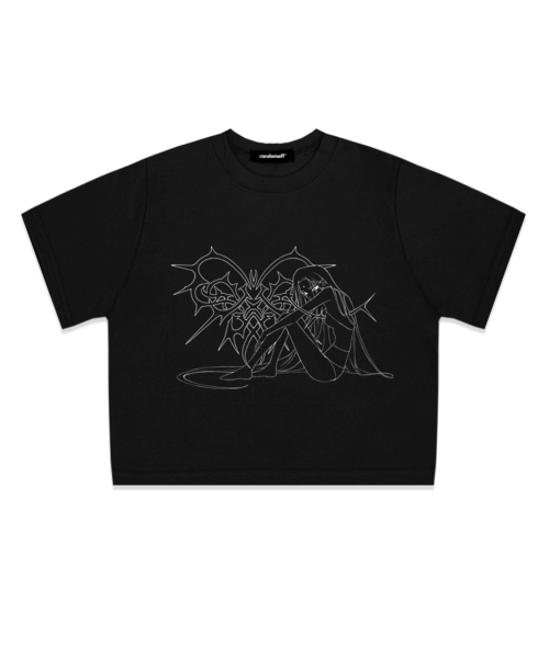 RANDOMOFF（ランダムオフ）の「[ROF x GYEOL] FADED HEART FIGURE CROP T-SHIRT（Tシャツ/カットソー・レディース・ブラック・ONE SIZE）」の2枚目の写真