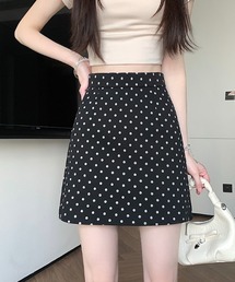ドット柄ダーツミニスカート