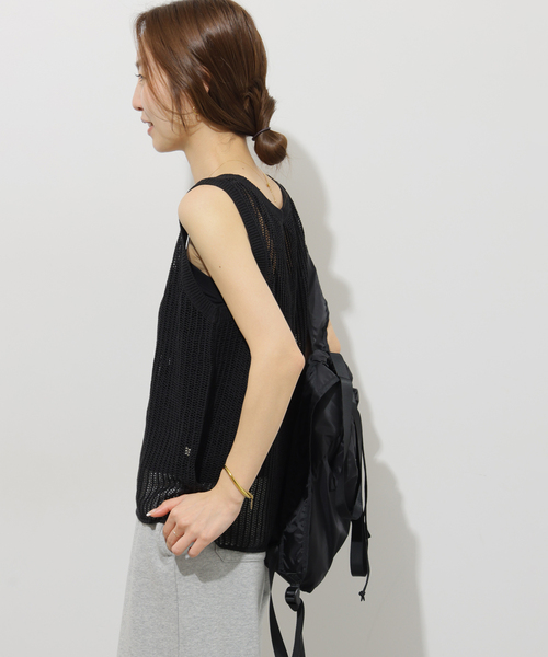 JOURNAL STANDARD relume(ジャーナルスタンダード レリューム)の「2WAYメッシュニットノースリーブ(ニット/セーター・レディース・ブラック/ベージュ/ブラウン・FREE)」の8枚目の写真