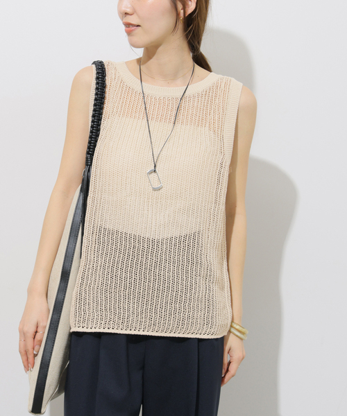 JOURNAL STANDARD relume(ジャーナルスタンダード レリューム)の「2WAYメッシュニットノースリーブ(ニット/セーター・レディース・ブラック/ベージュ/ブラウン・FREE)」の19枚目の写真