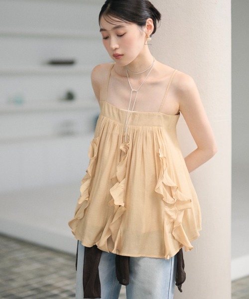 LAULEN（ローレン）の「ruffle design camisole /ラッフルデザインキャミソール（キャミソール・レディース・ベージュ/アイボリー・FREE）」の20枚目の写真