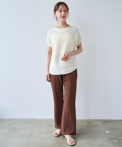 mil(ミル)の「【通勤・イージーケア】 センターラインフレアパンツ / カットジョーゼット【587224】(その他パンツ・レディース・サンドベージュ/ブラウン/ブラック・FREE/S-Short/S-Regular/M-Short/M-Regular)」の22枚目の写真