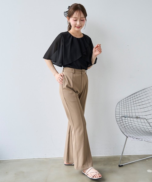 mil(ミル)の「【通勤・イージーケア】 センターラインフレアパンツ / カットジョーゼット【587224】(その他パンツ・レディース・サンドベージュ/ブラウン/ブラック・FREE/S-Short/S-Regular/M-Short/M-Regular)」の12枚目の写真