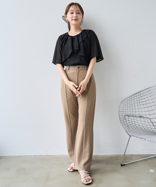mil(ミル)の「【通勤・イージーケア】 センターラインフレアパンツ / カットジョーゼット【587224】(その他パンツ・レディース・サンドベージュ/ブラウン/ブラック・FREE/S-Short/S-Regular/M-Short/M-Regular)」の14枚目の写真