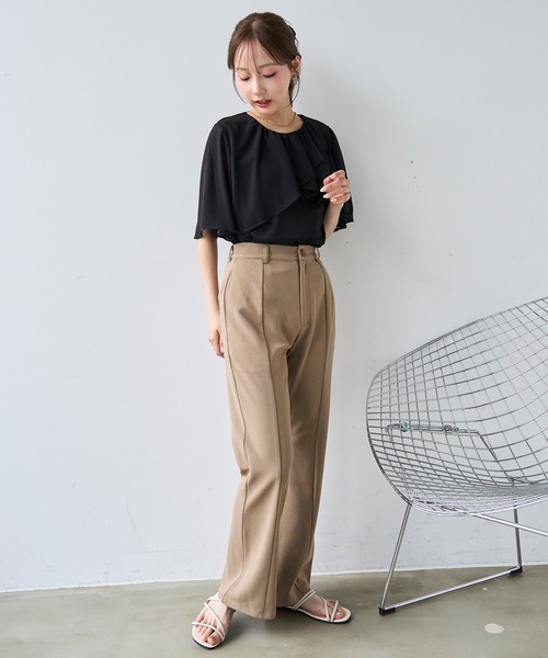 mil(ミル)の「【通勤・イージーケア】 センターラインフレアパンツ / カットジョーゼット【587224】(その他パンツ・レディース・サンドベージュ/ブラウン/ブラック・FREE/S-Short/S-Regular/M-Short/M-Regular)」の11枚目の写真