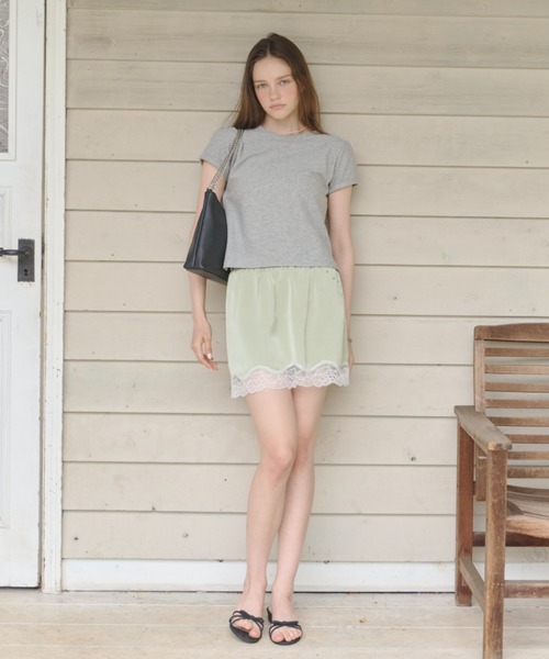 GIUNON(ジウノン)の「satin lace mini skirt / サテンレースミニスカート(スカート・レディース・ピンク/グリーン/アイボリー・FREE)」の18枚目の写真