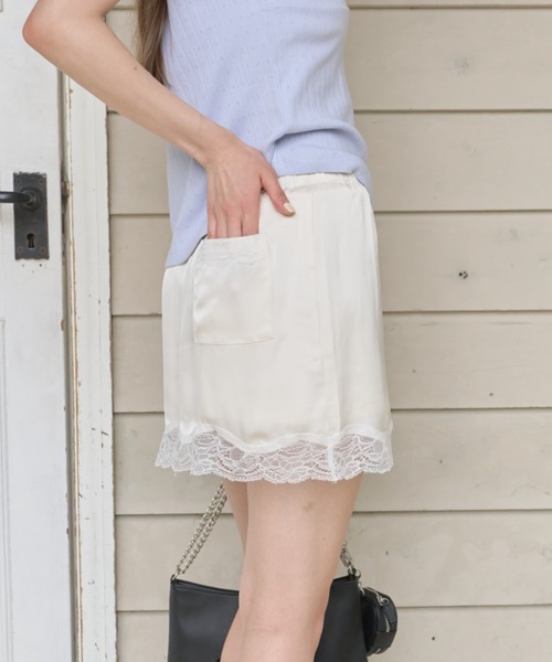 GIUNON(ジウノン)の「satin lace mini skirt / サテンレースミニスカート(スカート・レディース・ピンク/グリーン/アイボリー・FREE)」の11枚目の写真