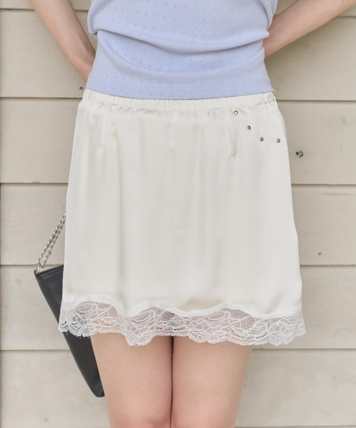 GIUNON(ジウノン)の「satin lace mini skirt / サテンレースミニスカート(スカート・レディース・ピンク/グリーン/アイボリー・FREE)」の12枚目の写真