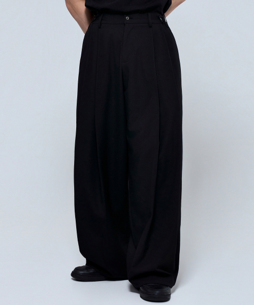 PHYSICAL GARMENTS（フィジカルガーメンツ）の「P2619 マルチツーピンタックワイドスラックス [ブラック]（その他パンツ・メンズ・ブラック・X-LARGE/XX-LARGE/MEDIUM/XXX-LARGE/LARGE）」の6枚目の写真