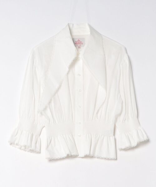 Vivienne Westwood(ヴィヴィアンウエストウッド)の「オーガニクスコードローンワッシャー ハルスシャーリングシャツ(シャツ/ブラウス・レディース・ホワイト/ブラック・FREE)」の1枚目の写真