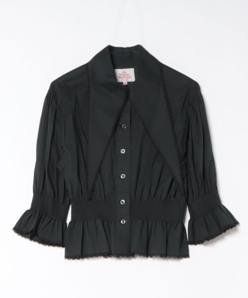 Vivienne Westwood(ヴィヴィアンウエストウッド)の「オーガニクスコードローンワッシャー ハルスシャーリングシャツ(シャツ/ブラウス・レディース・ホワイト/ブラック・FREE)」の2枚目の写真
