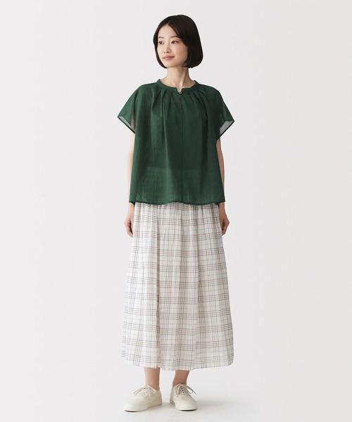 無印良品(ムジルシリョウヒン)の「婦人 強撚 シアーフレンチスリーブブラウス(シャツ/ブラウス・レディース・ブラック/ダークグリーン/ホワイト系/ブラック系・S/M/L/XL)」の20枚目の写真