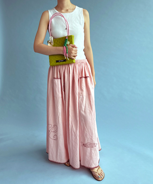 EDIT. FOR LULU(エディットフォールル)の「【HEART MADE for LULU】 Squre Shoulder Bag(かごバッグ・レディース・グリーン・FREE)」の4枚目の写真