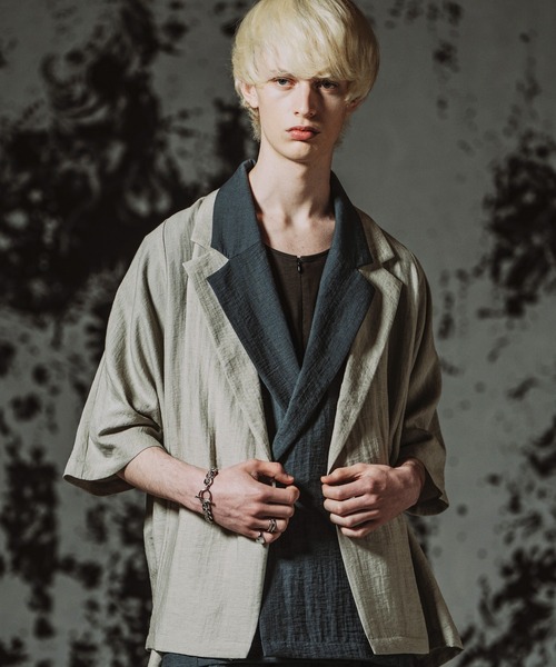 NO ID.（ノーアイディ）の「【NO ID.】Dolman Half Sleeve 2Way Jacket / ドルマン ハーフスリーブ 2ウェイ ジャケット（テーラードジャケット・メンズ・ブラック/グレー/ブルーグレー・ONE SIZE）」の9枚目の写真