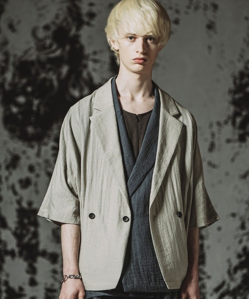 NO ID.（ノーアイディ）の「【NO ID.】Dolman Half Sleeve 2Way Jacket / ドルマン ハーフスリーブ 2ウェイ ジャケット（テーラードジャケット・メンズ・ブラック/グレー/ブルーグレー・ONE SIZE）」の14枚目の写真
