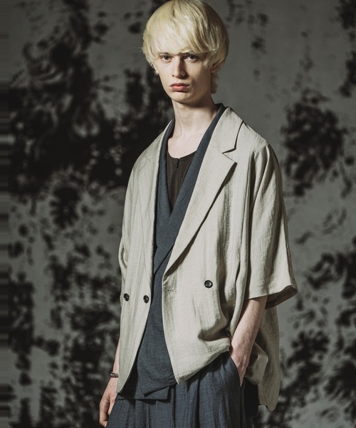 NO ID.（ノーアイディ）の「【NO ID.】Dolman Half Sleeve 2Way Jacket / ドルマン ハーフスリーブ 2ウェイ ジャケット（テーラードジャケット・メンズ・ブラック/グレー/ブルーグレー・ONE SIZE）」の13枚目の写真
