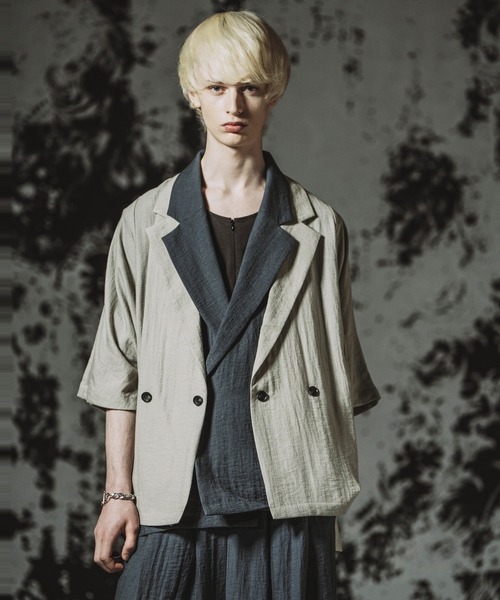 NO ID.（ノーアイディ）の「【NO ID.】Dolman Half Sleeve 2Way Jacket / ドルマン ハーフスリーブ 2ウェイ ジャケット（テーラードジャケット・メンズ・ブラック/グレー/ブルーグレー・ONE SIZE）」の20枚目の写真