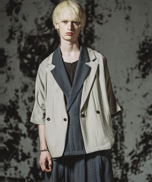 NO ID.（ノーアイディ）の「【NO ID.】Dolman Half Sleeve 2Way Jacket / ドルマン ハーフスリーブ 2ウェイ ジャケット（テーラードジャケット・メンズ・ブラック/グレー/ブルーグレー・ONE SIZE）」の21枚目の写真