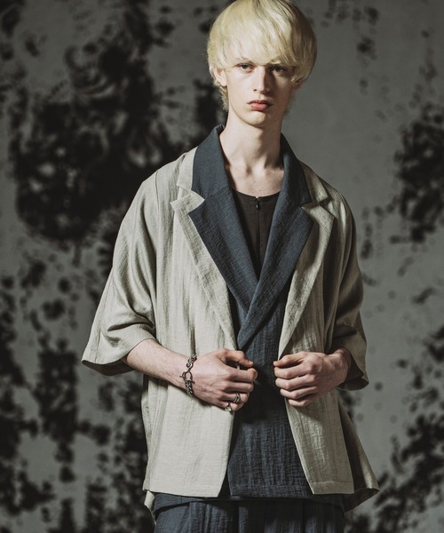 NO ID.（ノーアイディ）の「【NO ID.】Dolman Half Sleeve 2Way Jacket / ドルマン ハーフスリーブ 2ウェイ ジャケット（テーラードジャケット・メンズ・ブラック/グレー/ブルーグレー・ONE SIZE）」の22枚目の写真