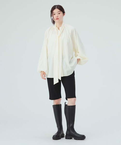 BEAMS HEART(ビームスハート)の「ボウタイ セット ノーカラー ブラウス(シャツ/ブラウス・レディース・サックスブルー/チャコールグレー/ホワイト系その他5・FREE)」の4枚目の写真