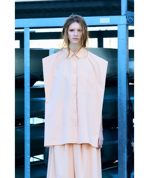 nagonstans(ナゴンスタンス)の「no-sleeves big shirt(シャツ/ブラウス・レディース・オレンジ系その他/レッド/ホワイト・MEDIUM)」の4枚目の写真