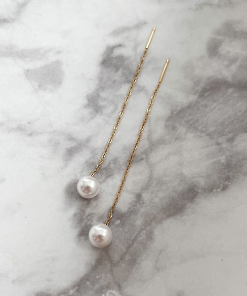 yu-ka(ユーカ)の「YU-KA:パールハンギングピアス Pearl hanging earrings(ピアス(両耳用)・レディース・ゴールド・FREE)」の1枚目の写真