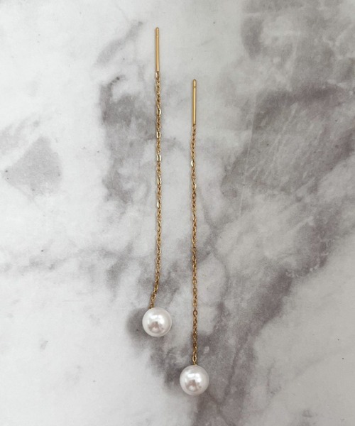 yu-ka(ユーカ)の「YU-KA:パールハンギングピアス Pearl hanging earrings(ピアス(両耳用)・レディース・ゴールド・FREE)」の3枚目の写真