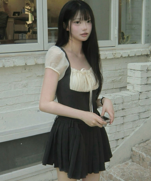 ILLIGO Preppy Ribbon Pleated Dress ワンピース ILLIGO｜イリゴ（レディース）のワンピース/ドレス通販 - ZOZOTOWN