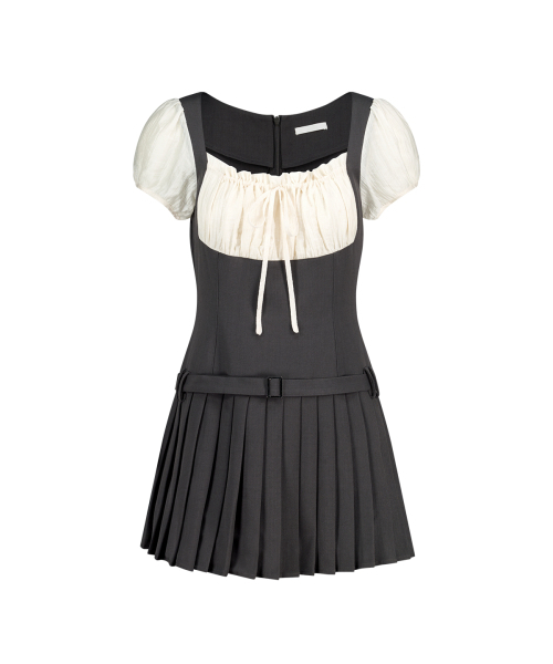 ILLIGO(イリゴ)の「プレピリボンプリーツ半袖ワンピースチャコール(ワンピース・レディース・その他・SMALL/MEDIUM)」の6枚目の写真