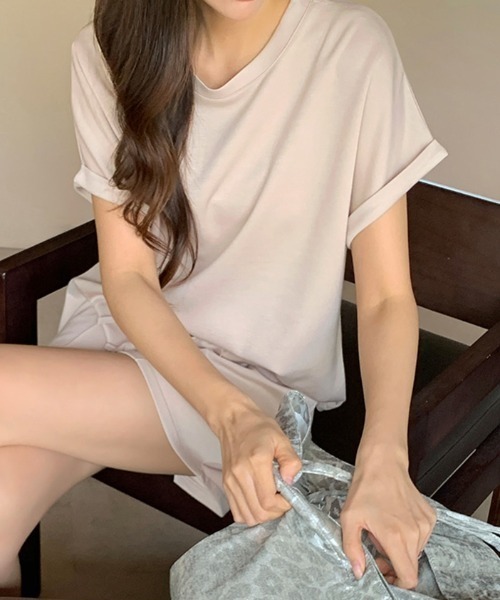 COCOMOMO(ココモモ)の「夏のリラックスセット セットアップ 半袖 ショートパンツ スウェット 上下セット カットソー トップス イージーパンツ パンツセットアップ カジュアル ワンマイル リラックス 夏服(セットアップ・レディース・グレー/ベージュ/ブラック・FREE)」の20枚目の写真