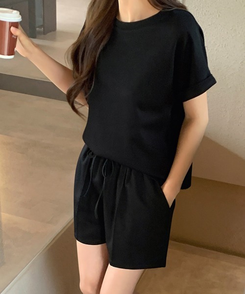 COCOMOMO(ココモモ)の「夏のリラックスセット セットアップ 半袖 ショートパンツ スウェット 上下セット カットソー トップス イージーパンツ パンツセットアップ カジュアル ワンマイル リラックス 夏服(セットアップ・レディース・グレー/ベージュ/ブラック・FREE)」の18枚目の写真
