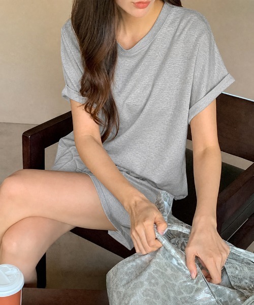 COCOMOMO(ココモモ)の「夏のリラックスセット セットアップ 半袖 ショートパンツ スウェット 上下セット カットソー トップス イージーパンツ パンツセットアップ カジュアル ワンマイル リラックス 夏服(セットアップ・レディース・グレー/ベージュ/ブラック・FREE)」の11枚目の写真